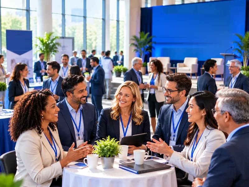 Association members talking together at a conference table