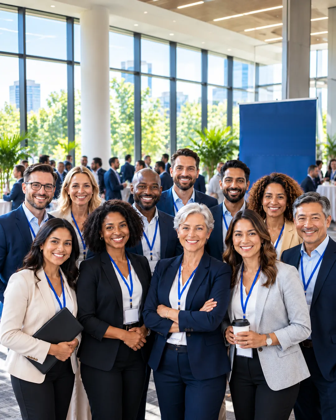 Association members smiling together at a conference